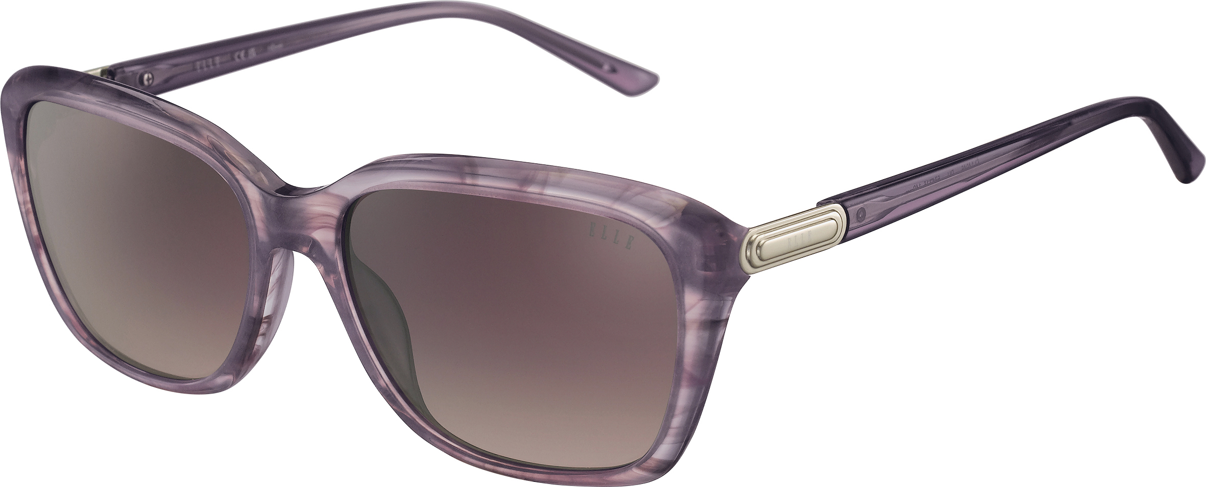 ELLE Cat-Eye-Sonnenbrille in transparentem Lila mit rosa verlaufenden Gläsern und silbernen Details