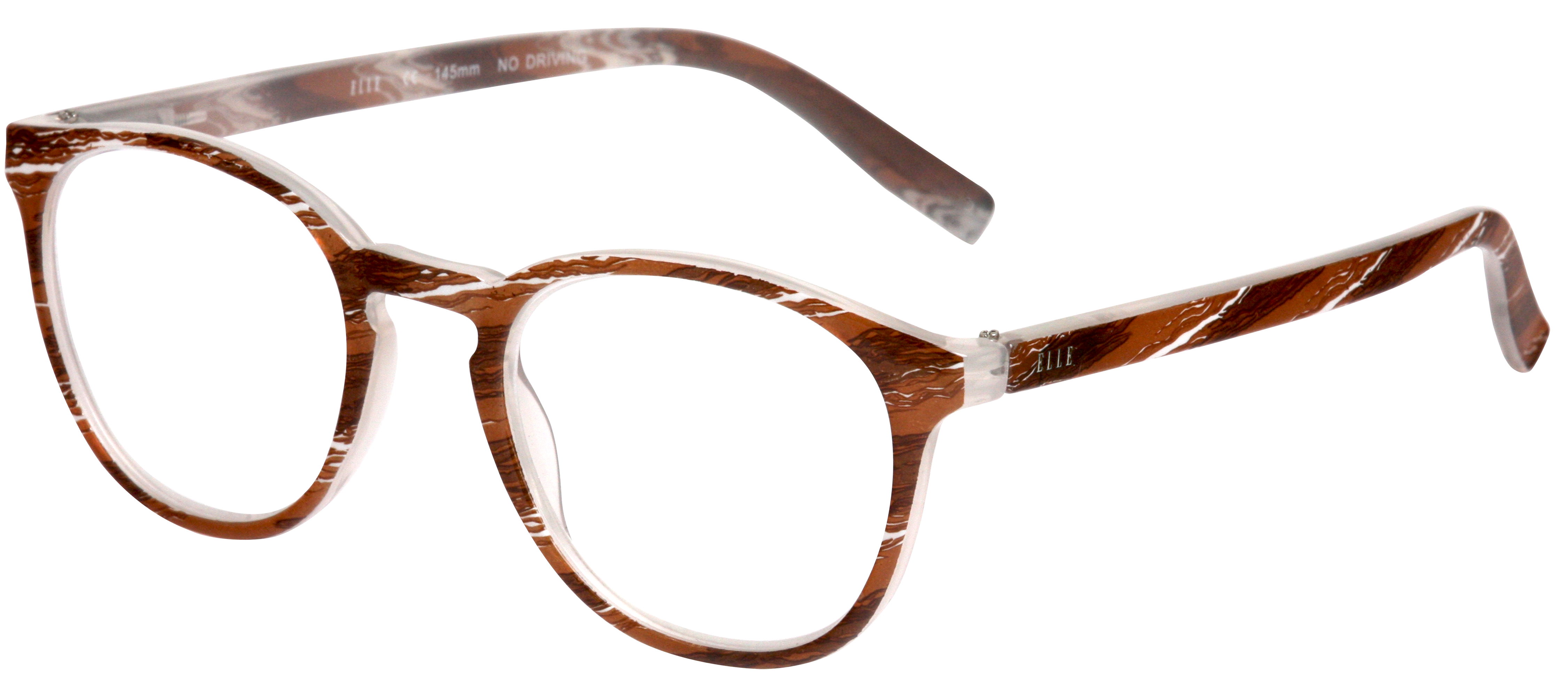 Braun gemusterte runde Lesebrille aus Kunststoff mit Vollrand