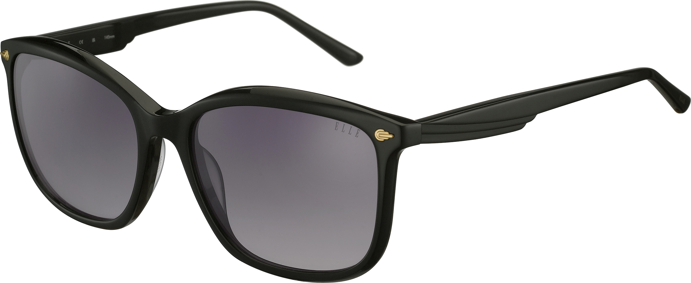 Sonnenbrille - EL14947 ELLE quadratische Sonnenbrille in Schwarz mit grau verlaufenden Gläsern und goldfarbenen Metallnieten