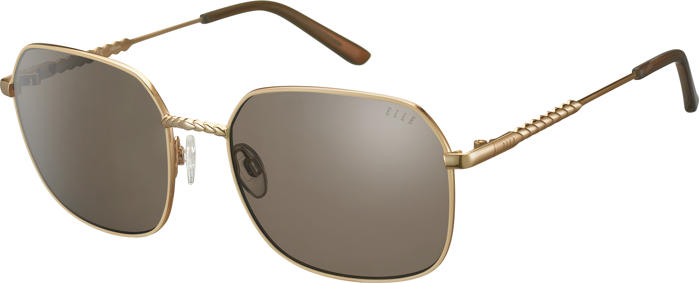 Sonnenbrille - EL14911 ELLE sechseckige Sonnenbrille in Gold mit braunen Gläsern