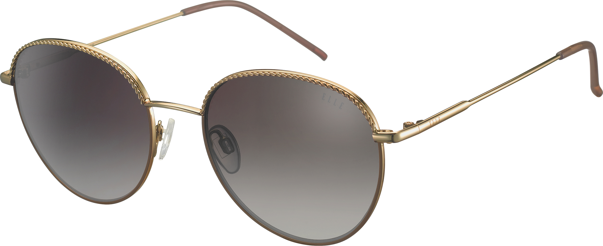 ELLE Metall-Sonnenbrille in Gold mit braunen Akzenten und grau verlaufenden Gläsern