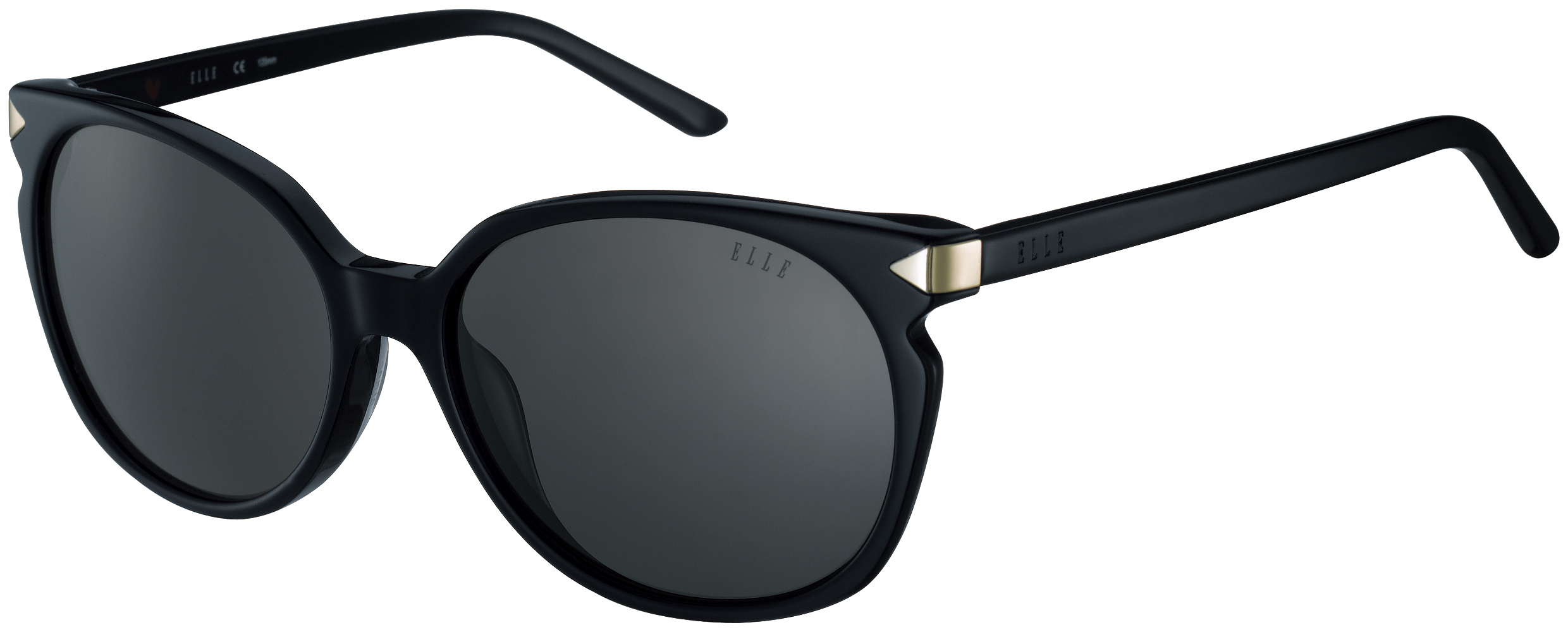 ELLE Sonnenbrille mit gerundeter Front in Schwarz mit grauen Gläsern und silbernen Details