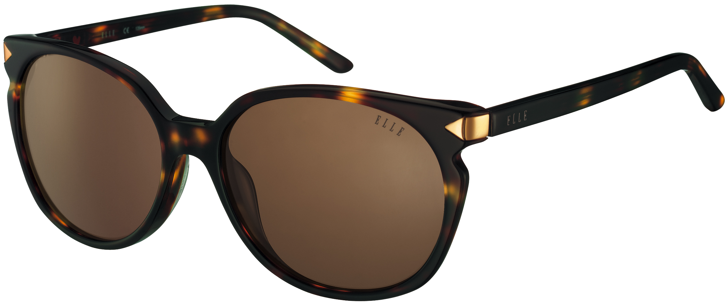 Sonnenbrille - EL14860 ELLE Sonnenbrille mit gerundeter Front in Havanna mit braunen Gläsern und goldenen Details