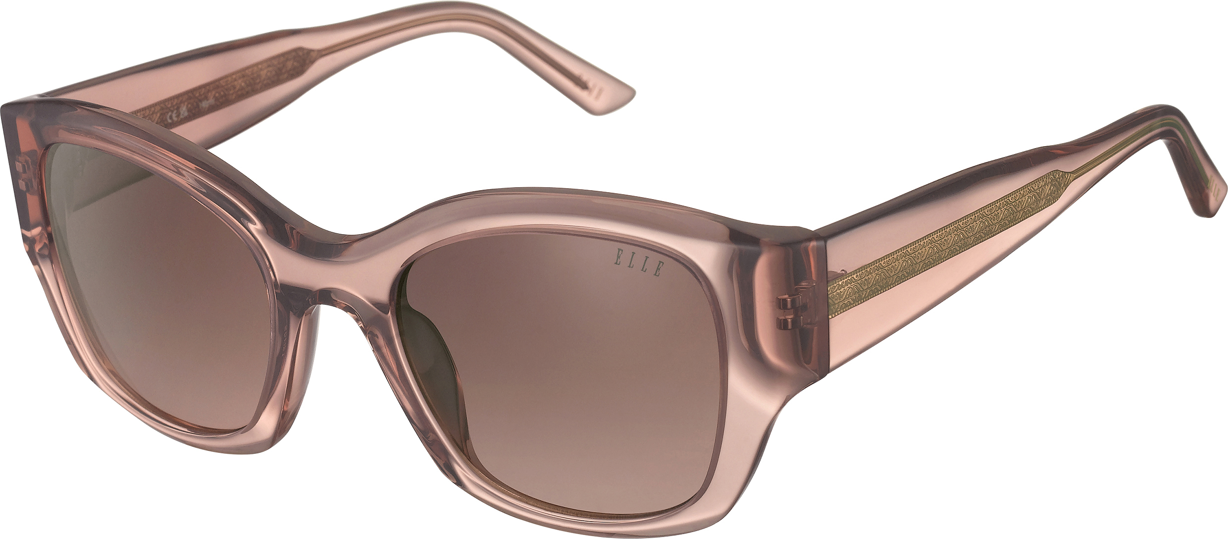 ELLE quadratische Sonnenbrille in Champagner-Rosé mit braun verlaufenden Gläsern