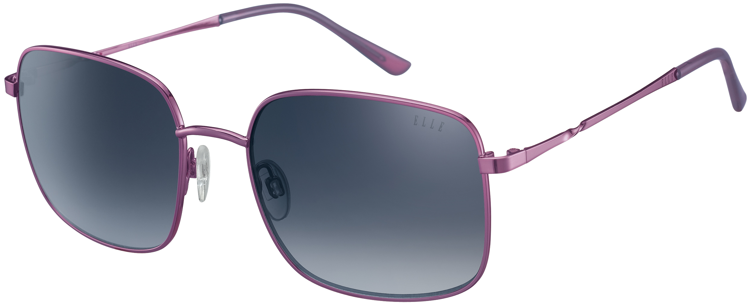 ELLE quadratische Metall-Sonnenbrille in Metallic-Rosa mit grauen Gläsern