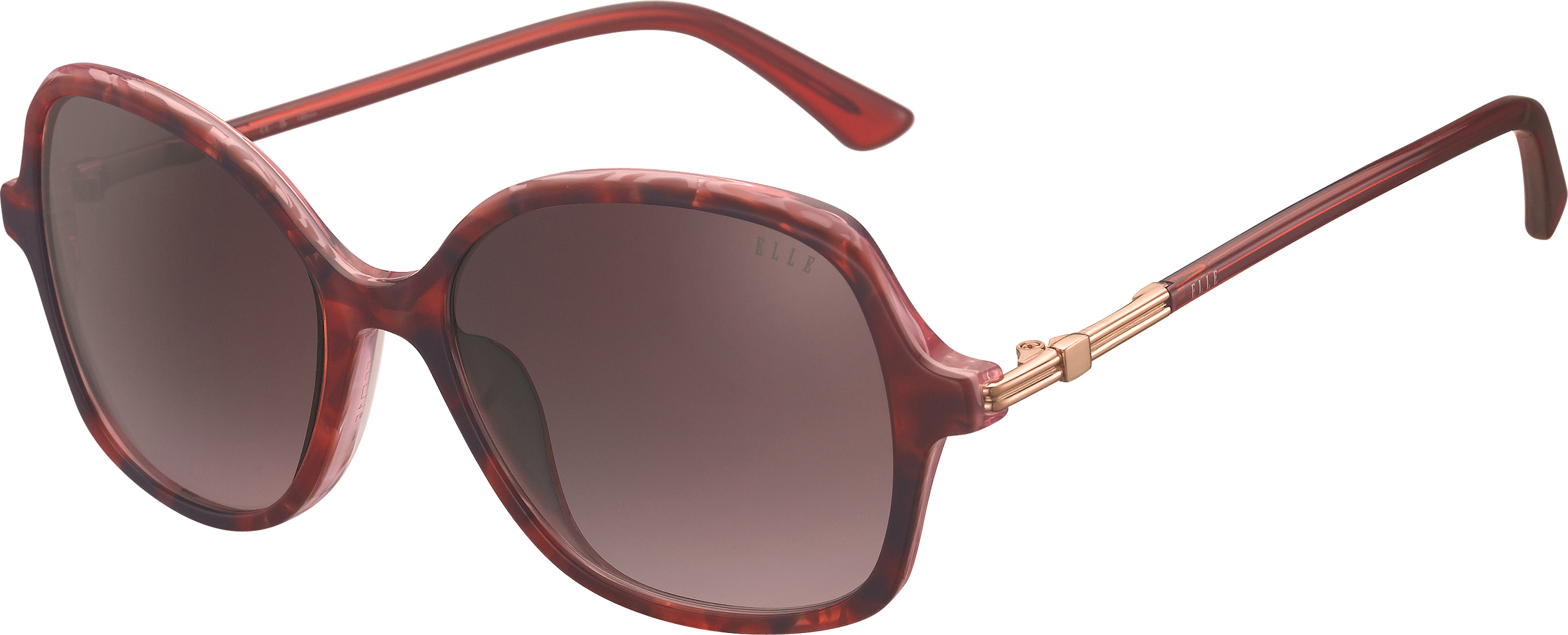 Sonnenbrille - EL14936 ELLE Sonnenbrille in Schmetterlingsform in warmem Rot mit rosa verlaufenden Gläsern und goldfarbenen Details