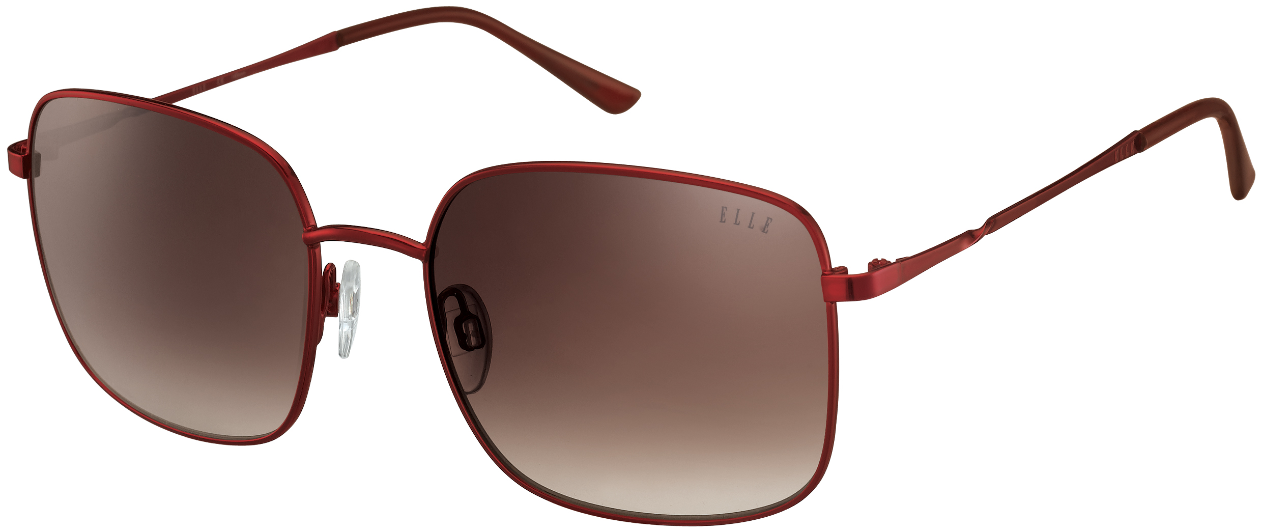 Sonnenbrille - EL14892 ELLE quadratische Metall-Sonnenbrille in Metallic-Rot mit lila Gläsern