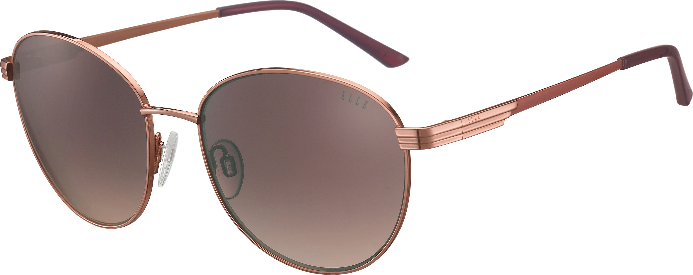 ELLE gerundete Metall-Sonnenbrille in Roségold mit rosa verlaufenden Gläsern