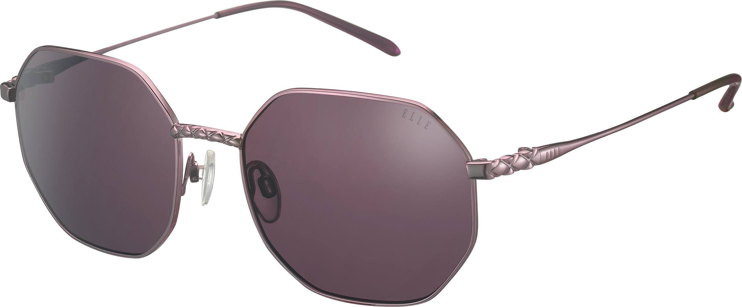 Sonnenbrille - EL14909 ELLE achteckige Metall-Sonnenbrille in Rosa mit rosafarbenen Gläsern