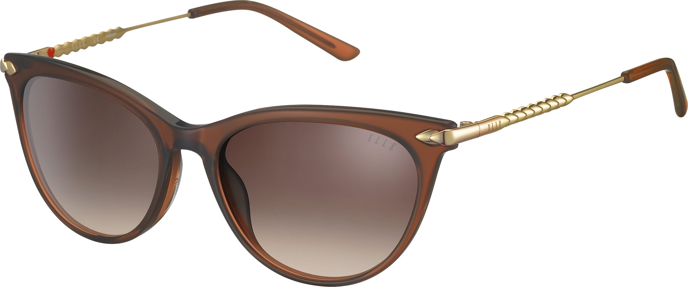Sonnenbrille - EL14913 ELLE Cat-Eye-Sonnenbrille in Braun mit braun verlaufenden Gläsern und goldfarbenen Details