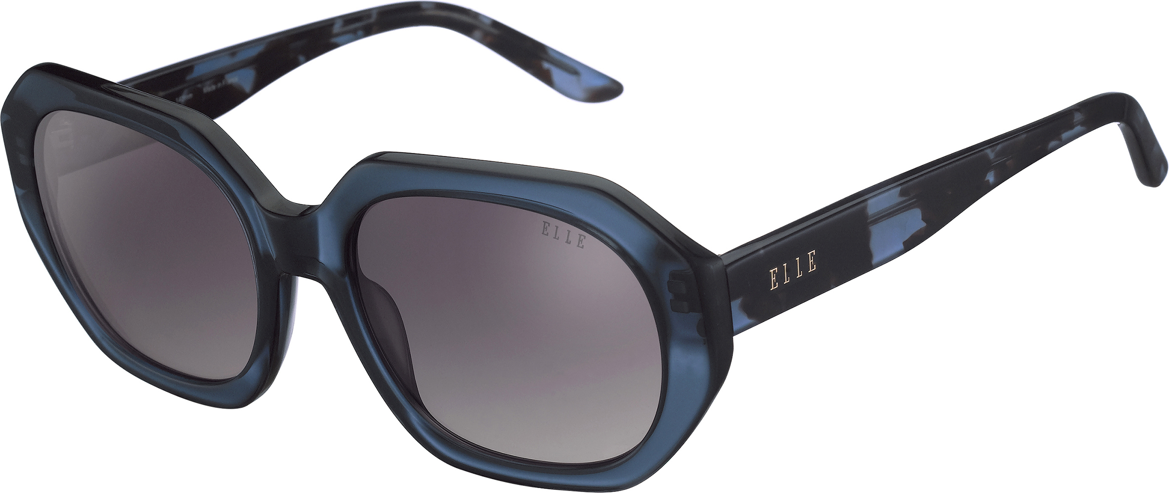Sonnenbrille - Colette - EL31569 ELLE Made in France geometrische Sonnenbrille in gemustertem Blau mit grau verlaufenden Gläsern