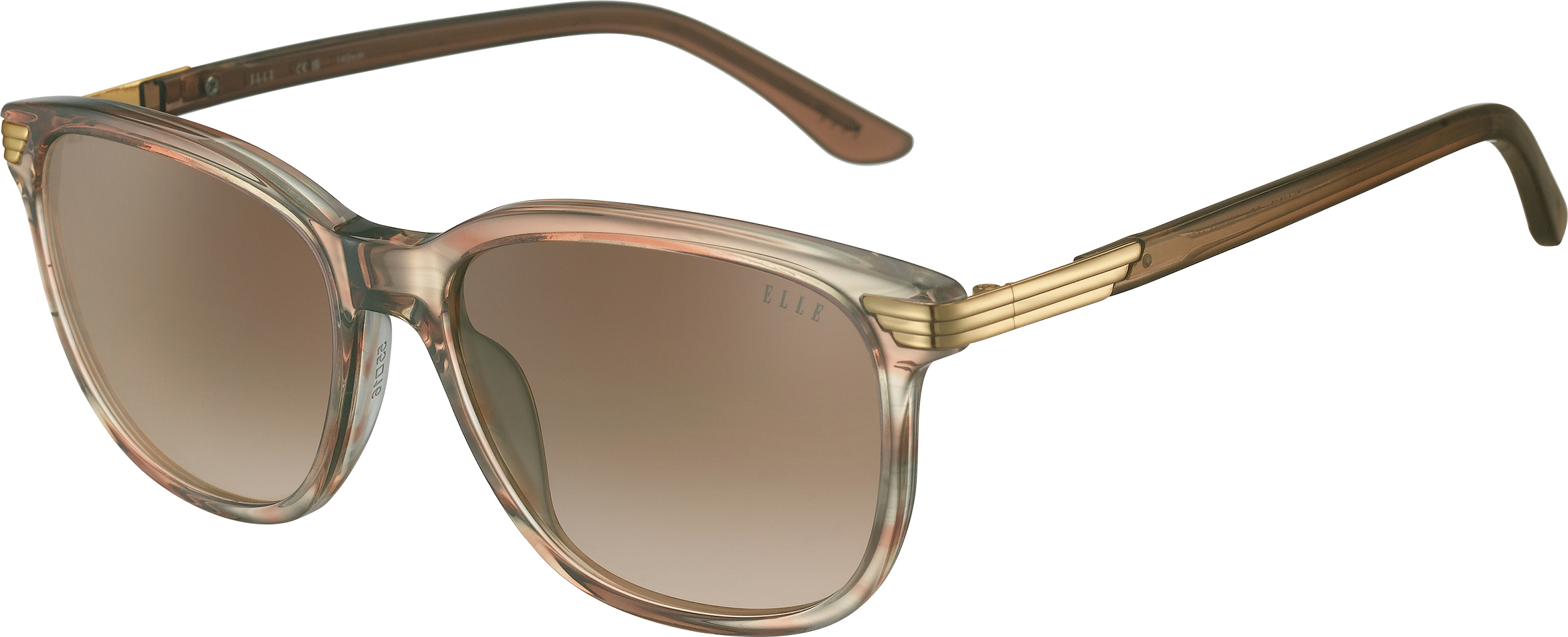 ELLE Sonnenbrille in warmem Braun mit braun verlaufenden Gläsern und goldfarbenen Detail