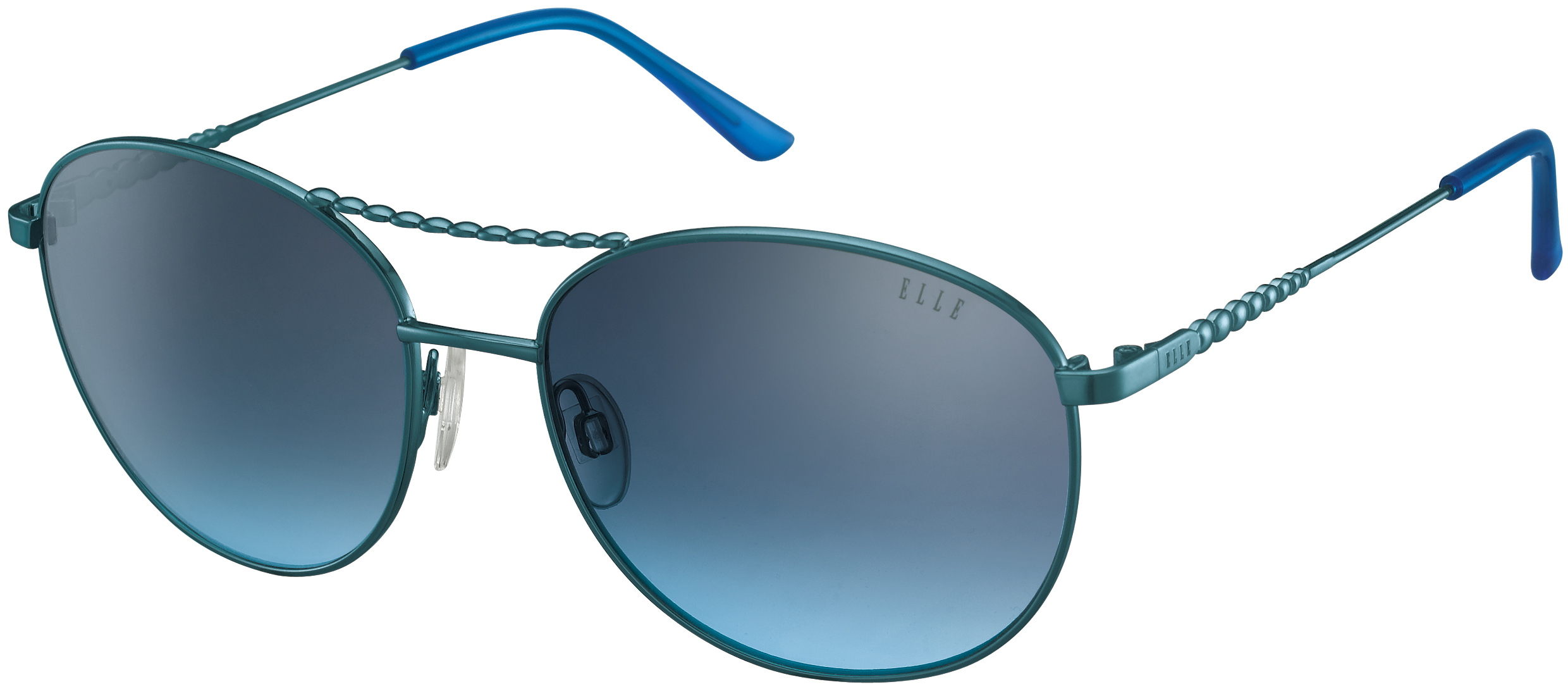 ELLE runde Metall-Sonnenbrille in Blau mit blau verlaufenden Gläsern